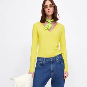 Zara Lemon Yellow Soft Feel Sweater Size Small